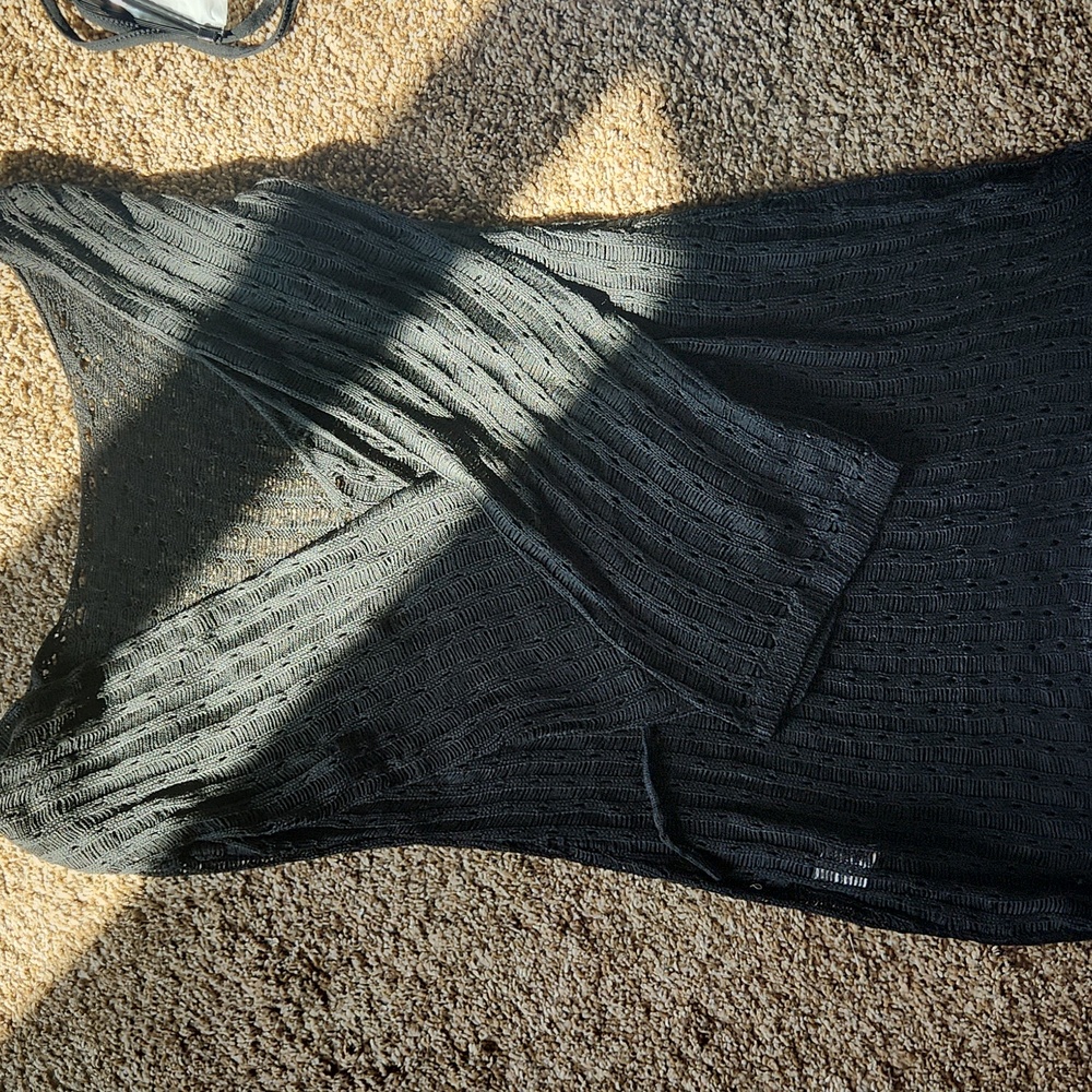 Black knit swimsuit cover-up
